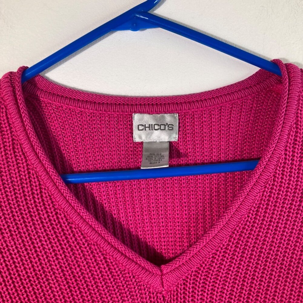 Womens Chicos Silk Cotton V Neck Sweater Pink L‎ - Picture 4 of 7